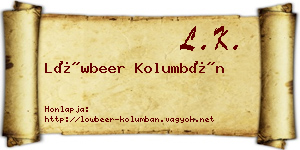 Löwbeer Kolumbán névjegykártya